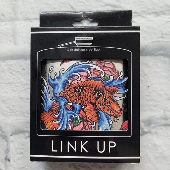 Colorful Fish Flask by Link Up 6 oz Stainless Steel - Picture 1 of 4